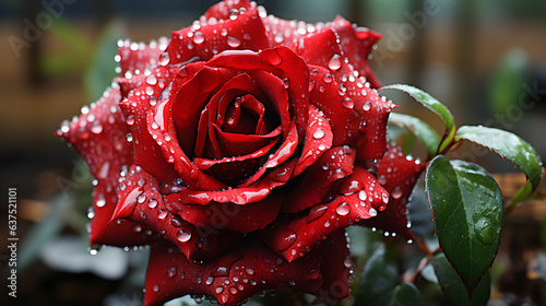 red rose with dew drops of dawn a close macro photo
