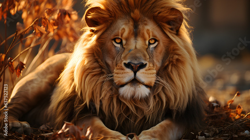 lion the king of jungle sitting and enjoying the nature © Vectors.in