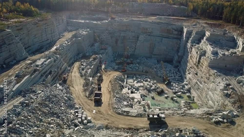 Excavating Granite in the Granite fields in Utah. The stone is shaped