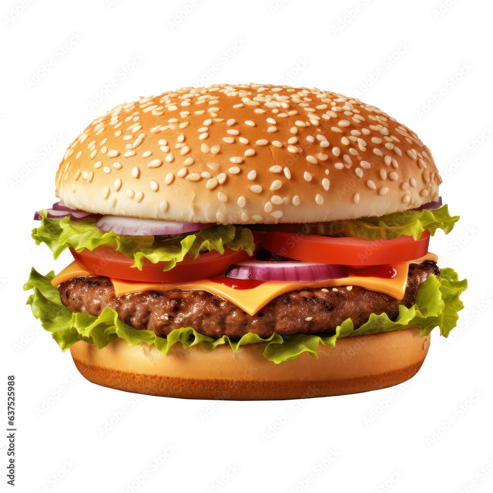 Hot tasty hamburger isolated Hot tasty hamburger isolated