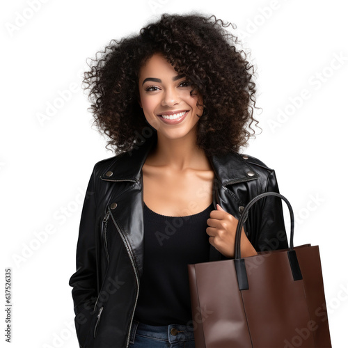 Happy woman with shopping bags isolated