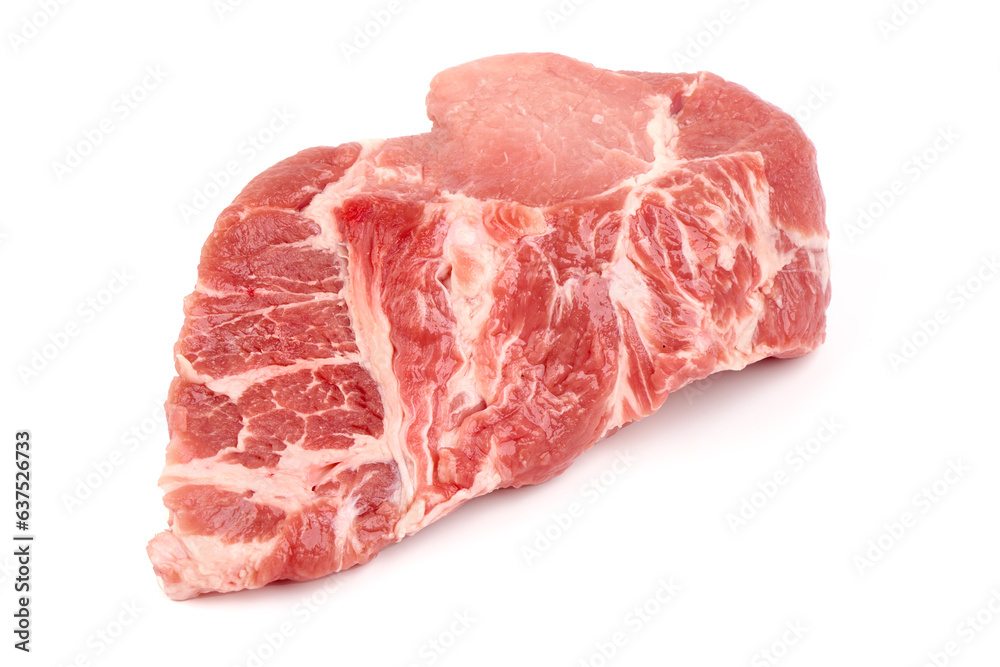 Pork shoulder steaks, isolated on white background. Pork shoulder steaks, isolated on white background.