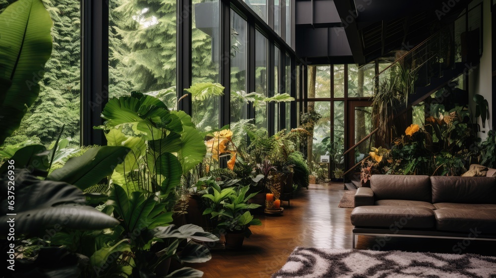 Modern house with a Calathea Freddie plant.