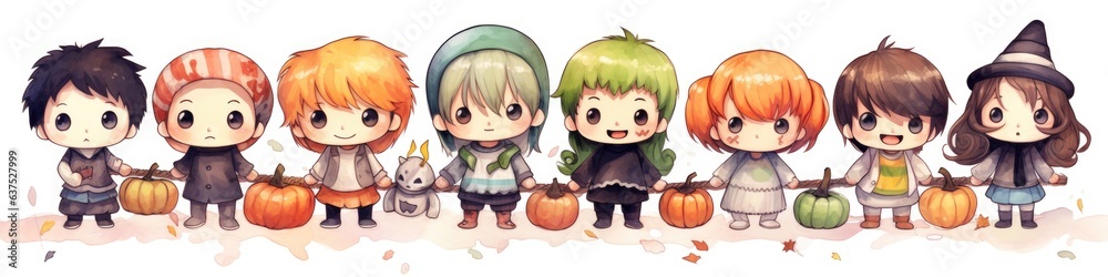 A group of children dressed in halloween costumes A group of children dressed in halloween costumes