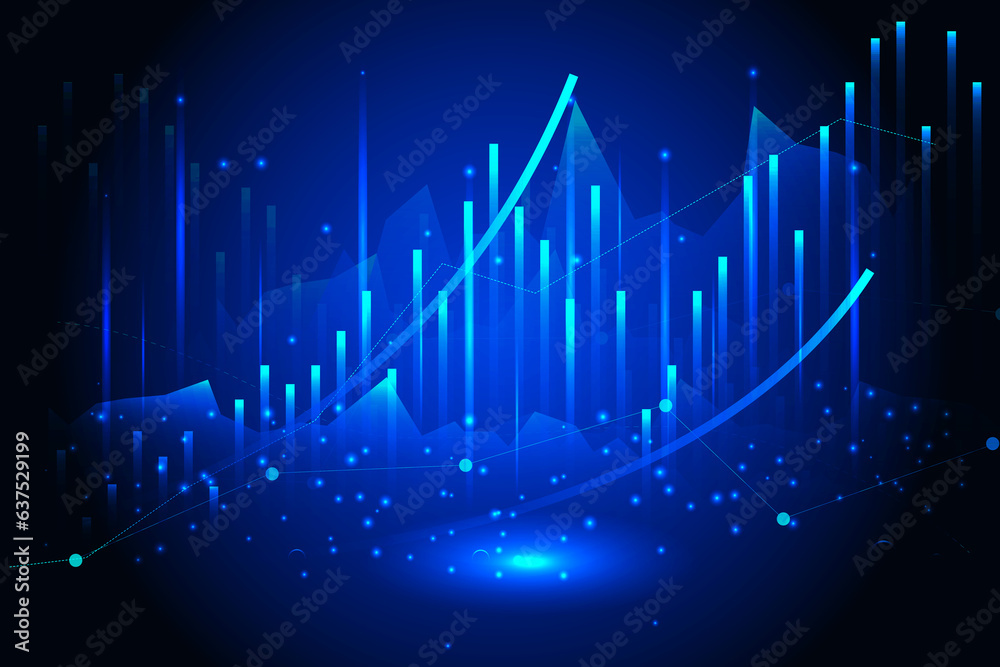 Naklejka premium Financial chart with growing indicators, growth dynamics in business. High margin