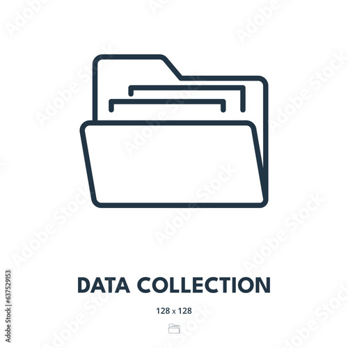 Data Collection Icon. Folder, Document, Database. Editable Stroke. Simple Vector Icon