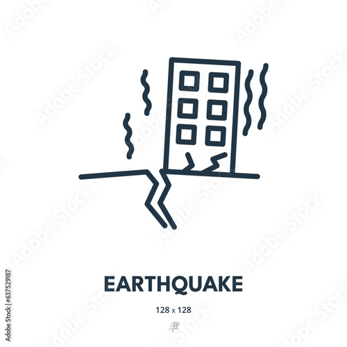 Earthquake Icon. Magnitude, Seismology, Aftershocks. Editable Stroke. Simple Vector Icon