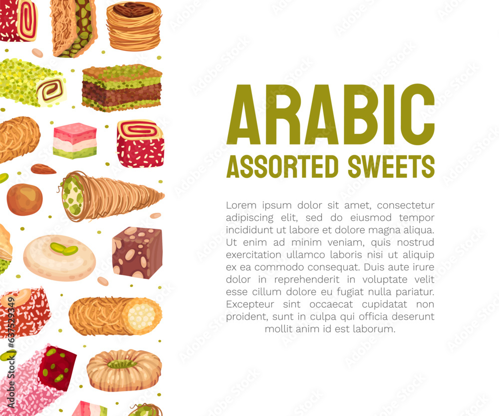 Eastern and Arabic Sweets Banner Design Vector Template Eastern and Arabic Sweets Banner Design Vector Template
