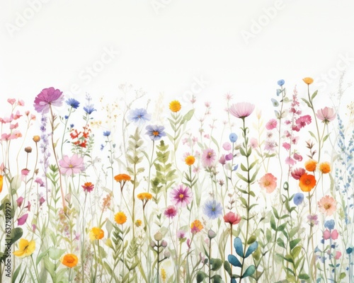 Watercolor flower pattern isolated