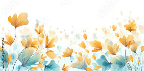 The autumn flower with watercolor leaves isolated.