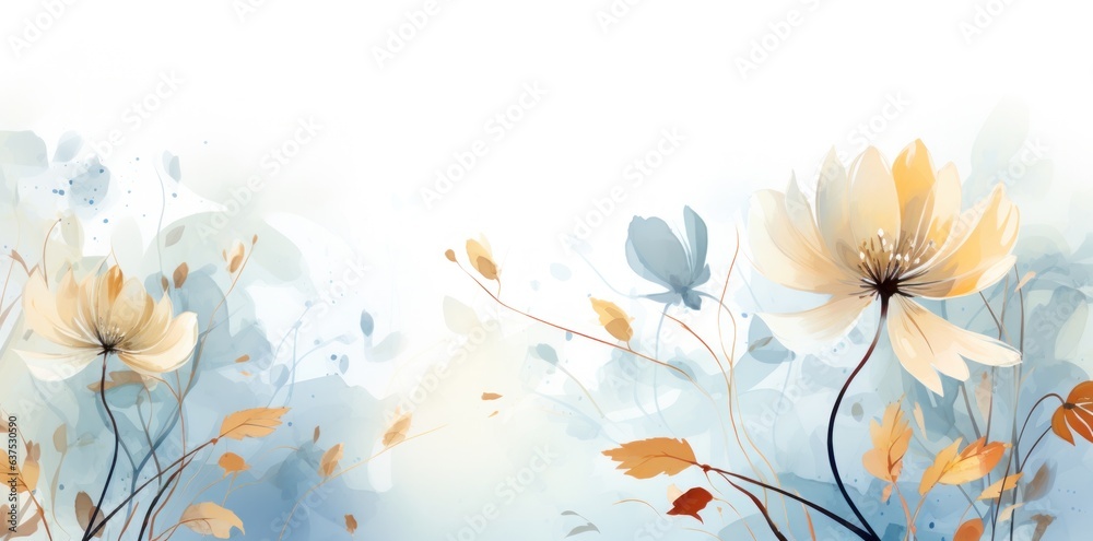 Autumn flowering watercolor leaves isolated Autumn flowering watercolor leaves isolated