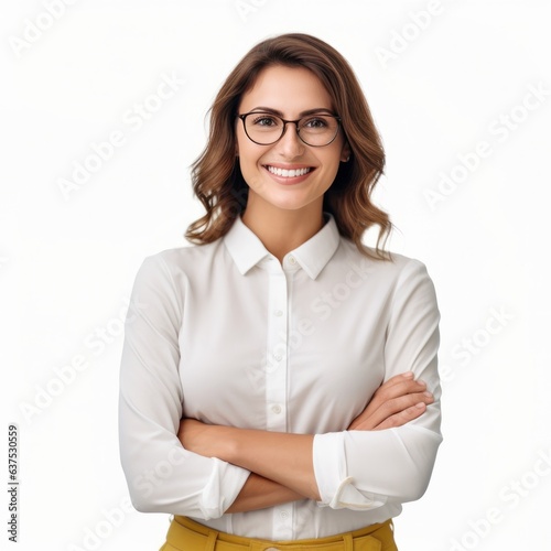 Teacher lady friendly smiling arms crossed.