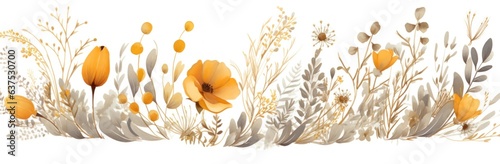 Watercolor Background With Flowers isolated.