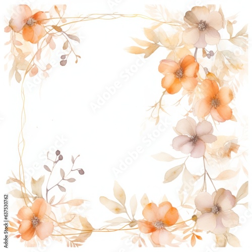 Watercolor Flower Border isolated.