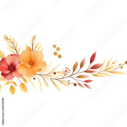Watercolor floral pattern border isolated