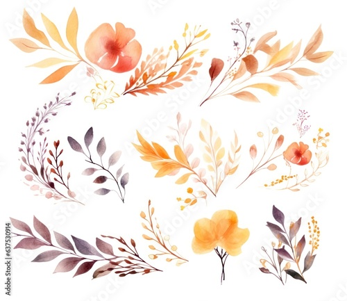 Watercolor Background With Flowers isolated.