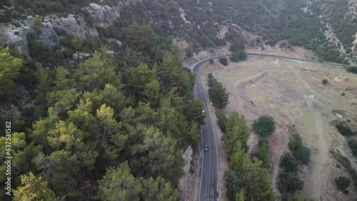 Road trip by car along the mountain roads and serpentines of Turkey. photo