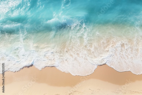 abstract sand beach from above with light blue transparent water