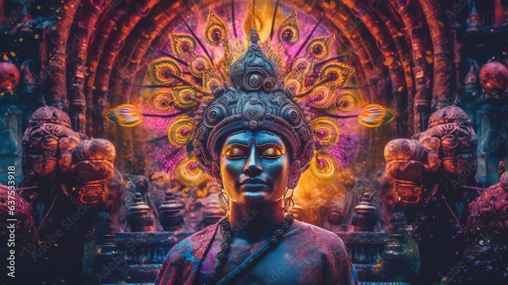 artystyczna sztuka komputerowa ukazująca symbolikę religijną indii w azjii. - obrazy, fototapety, plakaty 
