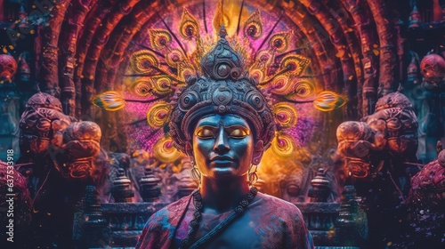 artystyczna sztuka komputerowa ukazująca symbolikę religijną indii w azjii.