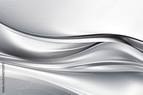 Abstract Silver Wave chrome banner platinum copy space