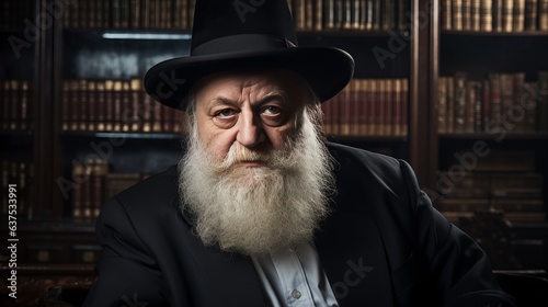 Jewish Rabbi in his study. AI Generative