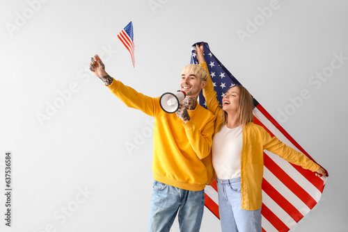 Young couple with USA flags...
