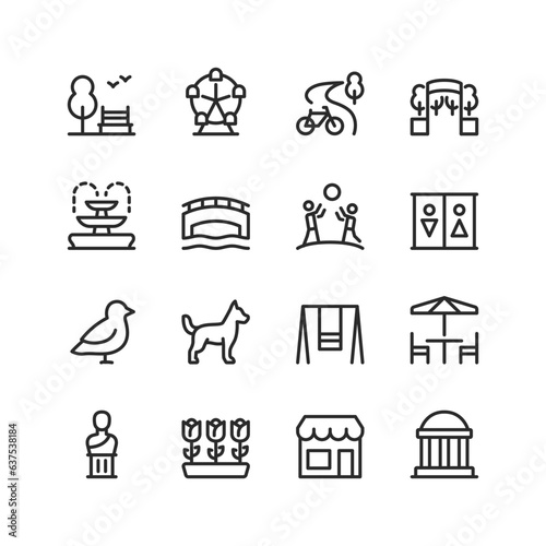Fotografia, Obraz Park, linear icons set
