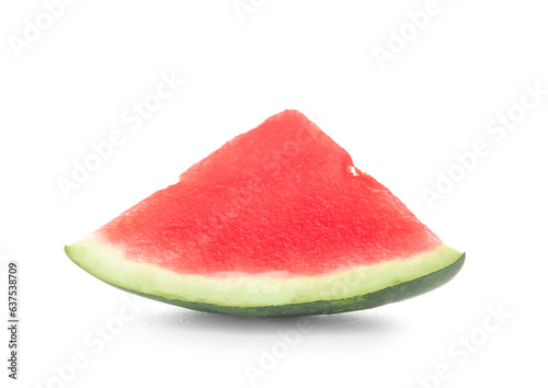 Piece of ripe fresh watermelon on white background