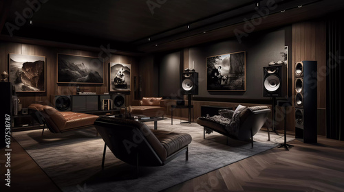 Harmonious Haven: Immerse Yourself in the Ultimate Listening Room Experience, Where Music Comes to Life! Still life, Interior