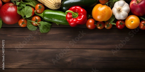 Group of vegetables on wooden table