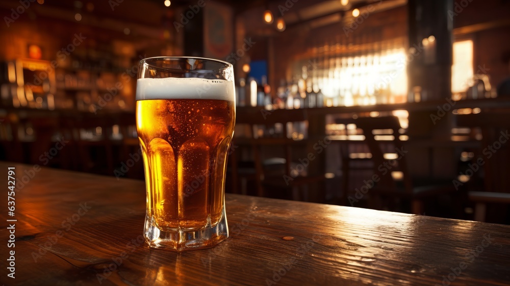 glass of beer on the table glass of beer on the table