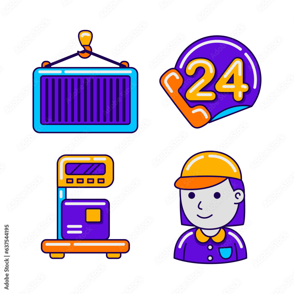 delivery service objects vector illustrations set