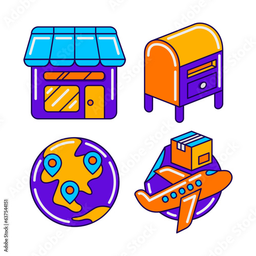 delivery service objects vector illustrations set