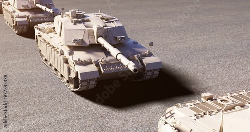 Tanks Marching Forward with Purpose. Leading the Way. War Related 3D Animation.