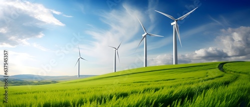 Wind farm for generation electricity. Green energy concept.