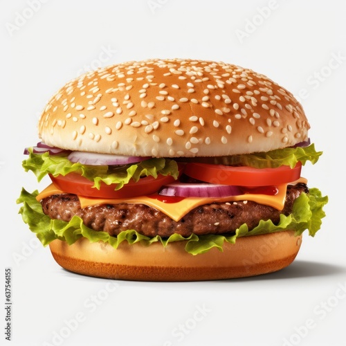 Hot tasty hamburger isolated