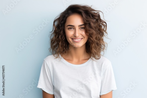 Young woman in white t-shirt