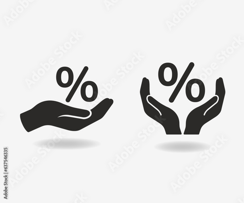 Illustration of hands and percentage sign concept on white background