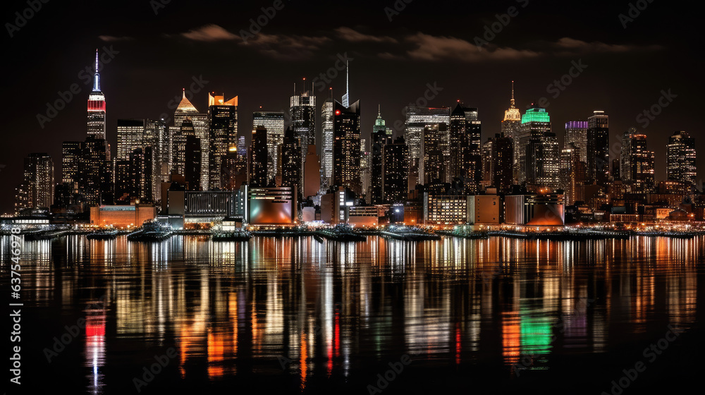 Fototapeta premium Big city Night skyline.