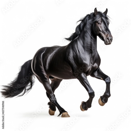 Black horse run gallop isolated © olegganko
