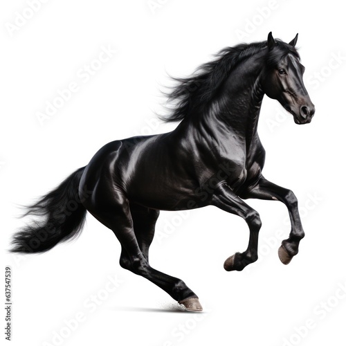 Black horse run gallop isolated