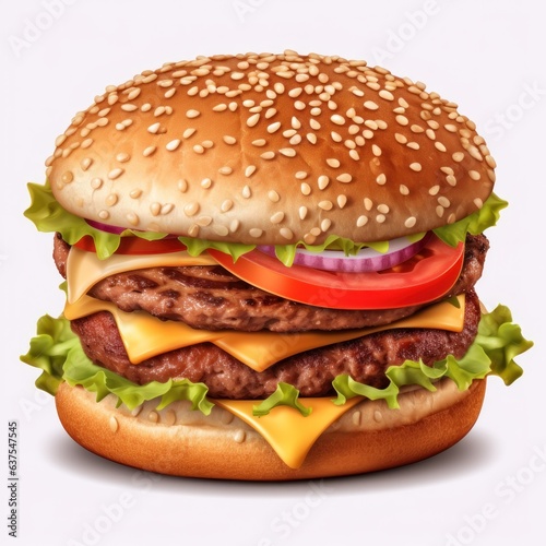 Hot tasty hamburger isolated