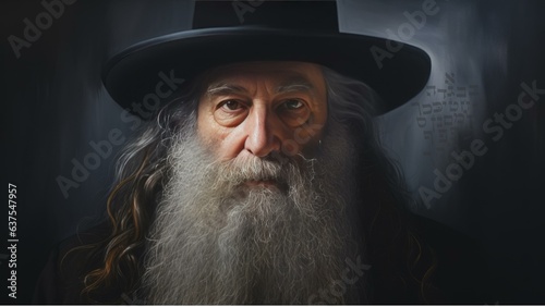 Jewish Rabbi with hebrew Letters of the Alefbet. AI Generative