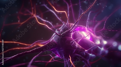 neuro cell synapse, neural brain illustration, axon biology nervous, glow nerve, science ai, artificial intelligence photo