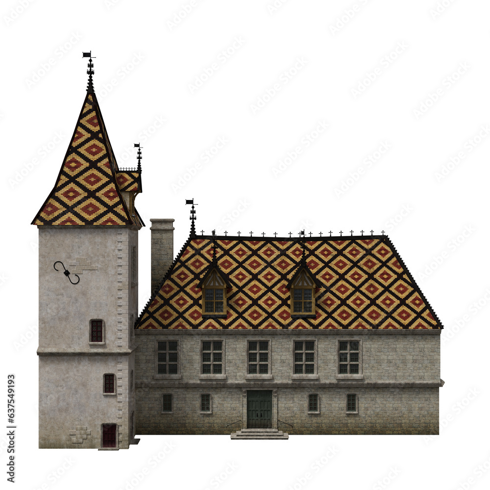 3d rendering old Germany style castle mansion isolated