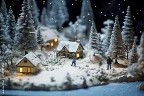 Christmas Village in the snow