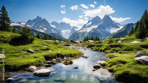 Calming background for relaxation  Alps. Generative AI