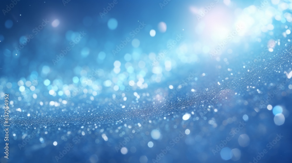 Bokeh background with sparkles of sapphire. Blue defocused sparkles . Wallpaper with crystal drops.