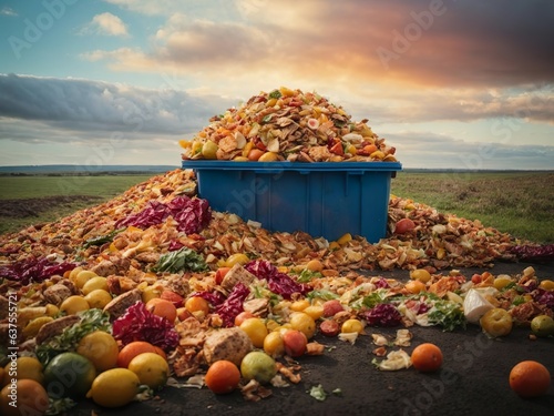 Colorful food waste dump . Surrealism